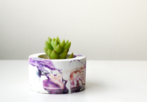 sirius handmade concrete and resin planter succulent side
